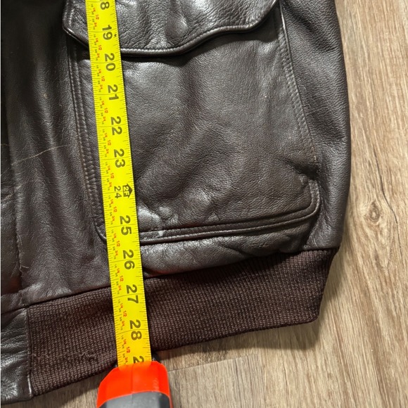 LL Bean Vintage 80's Mens XL Leather Flight Bomber Jacket Brown A-2 Made in USA - Picture 10 of 10